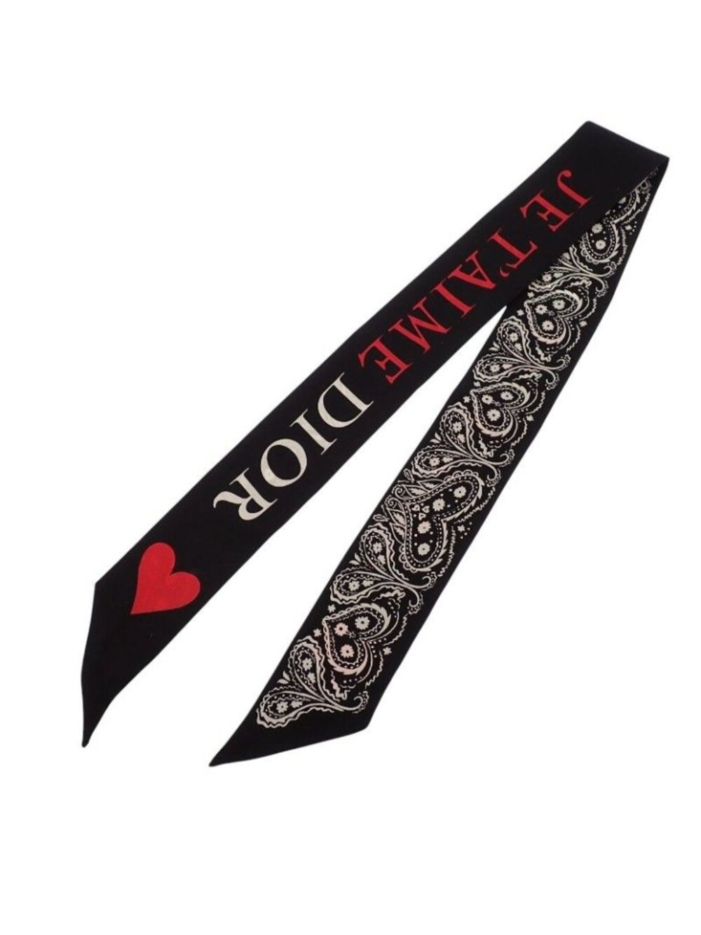 Dior Mitzska Fam le Collection Paisley Heart Silk Black Scarf - Picture 3 of 12